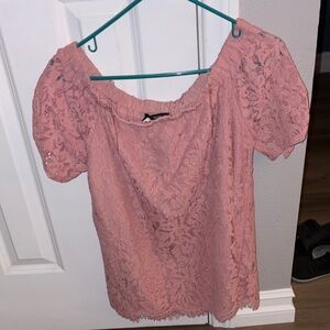Miss Chievous Blush Lace Off-Shoulder Blouse